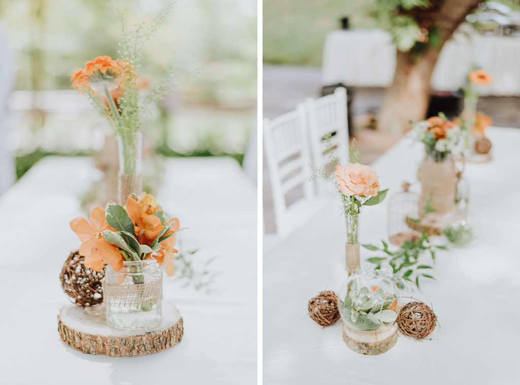 rustic table centerpiece by Orange Clove weddings