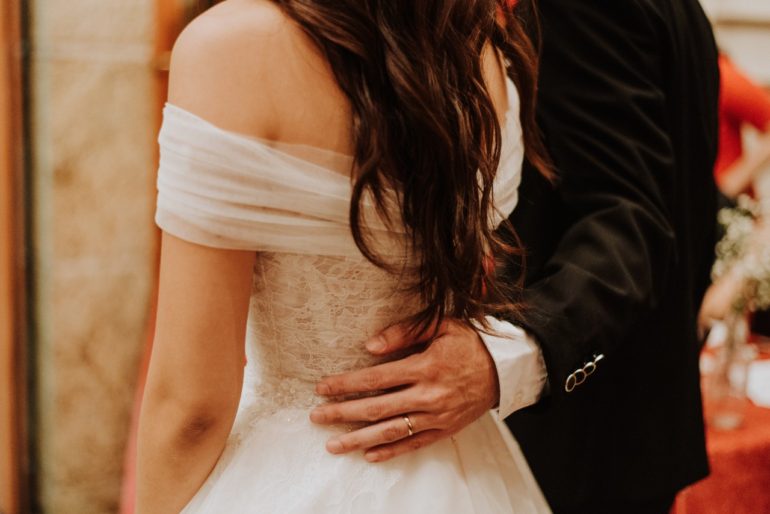 drop shoulder lace a line gown the gown warehouse