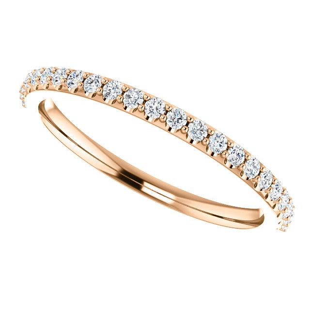 14k White Gold Thin Diamond Studded Eternity Wedding Band