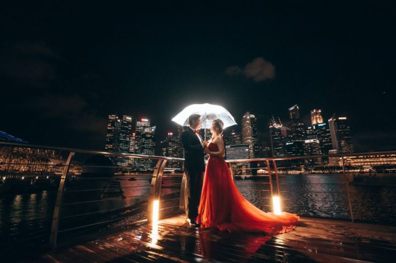 singapore night wedding photoshoot marina bay sands