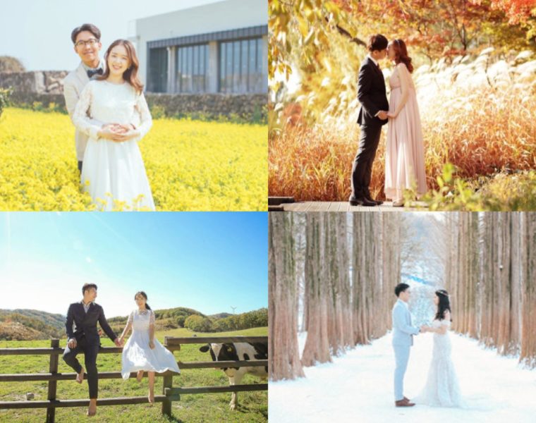 korea wedding photography seasons spring summer autumn winter