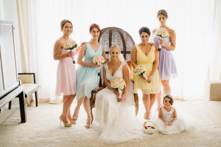 rainbow coloured bridesmaid dresses