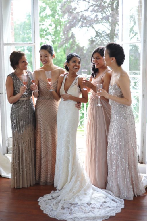 rainbow coloured bridesmaid dresses