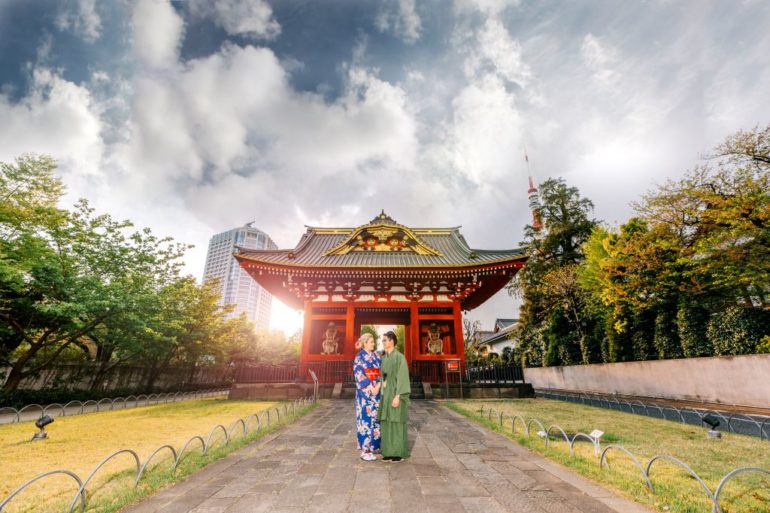 tokyo wedding photoshoot zojoji temple