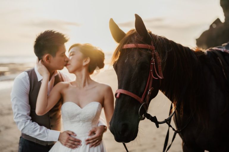 bali sunset beach wedding photoshoot