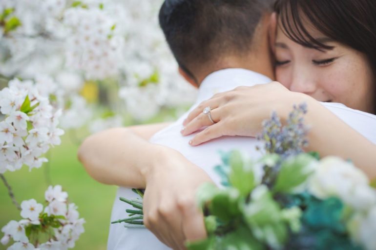 hokkaido wedding photoshoot cherry blossoms