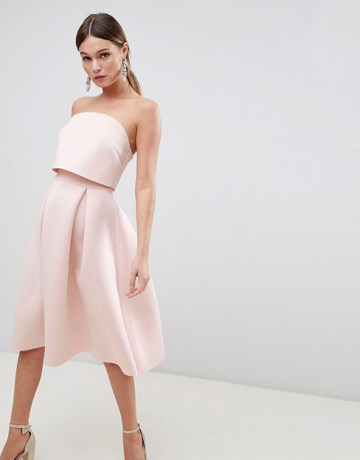 Bandeau crop top store prom midi dress