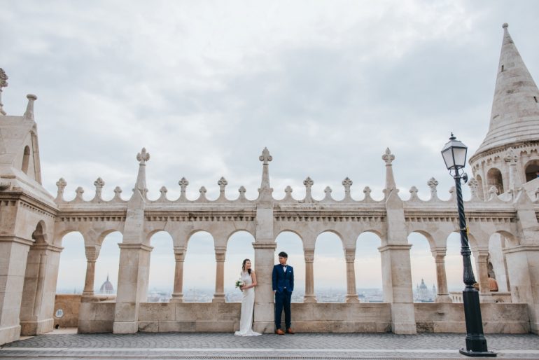 wedding photoshoot at fishermen's bastion terrace