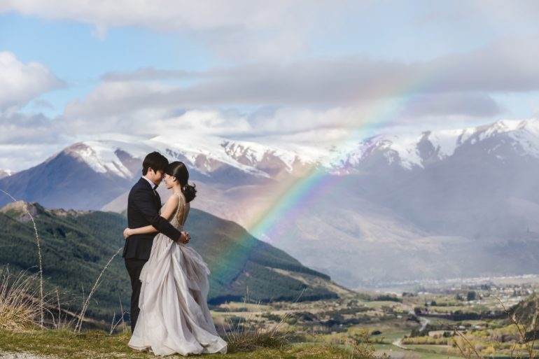 wedding photography new zealand mountain rainbow