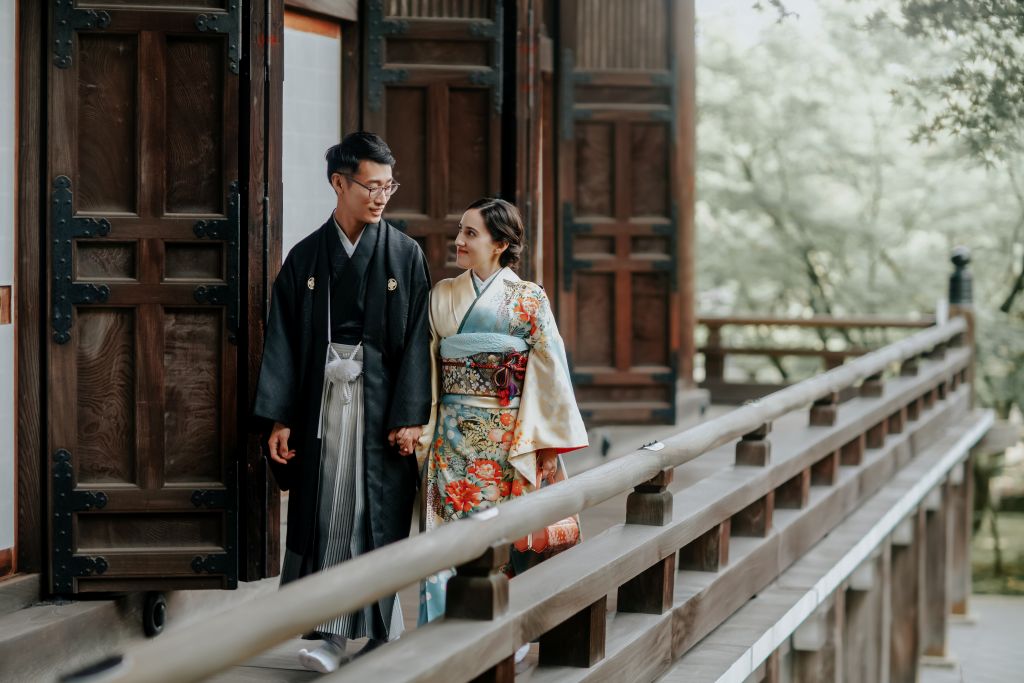 kyoto kimono wedding photoshoot temple