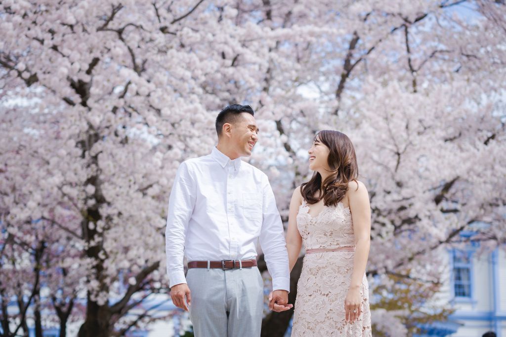 hokkaido wedding photoshoot cherry blossoms