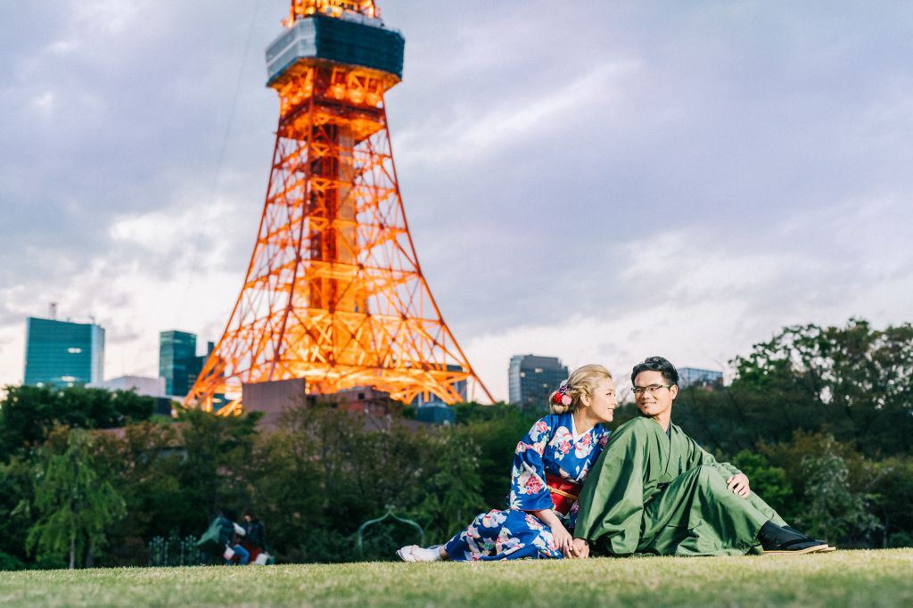 kimono wedding photoshoot shiba park tokyo tower