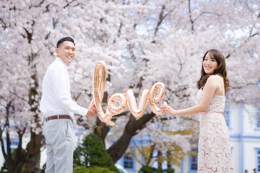 hokkaido wedding photoshoot cherry blossoms