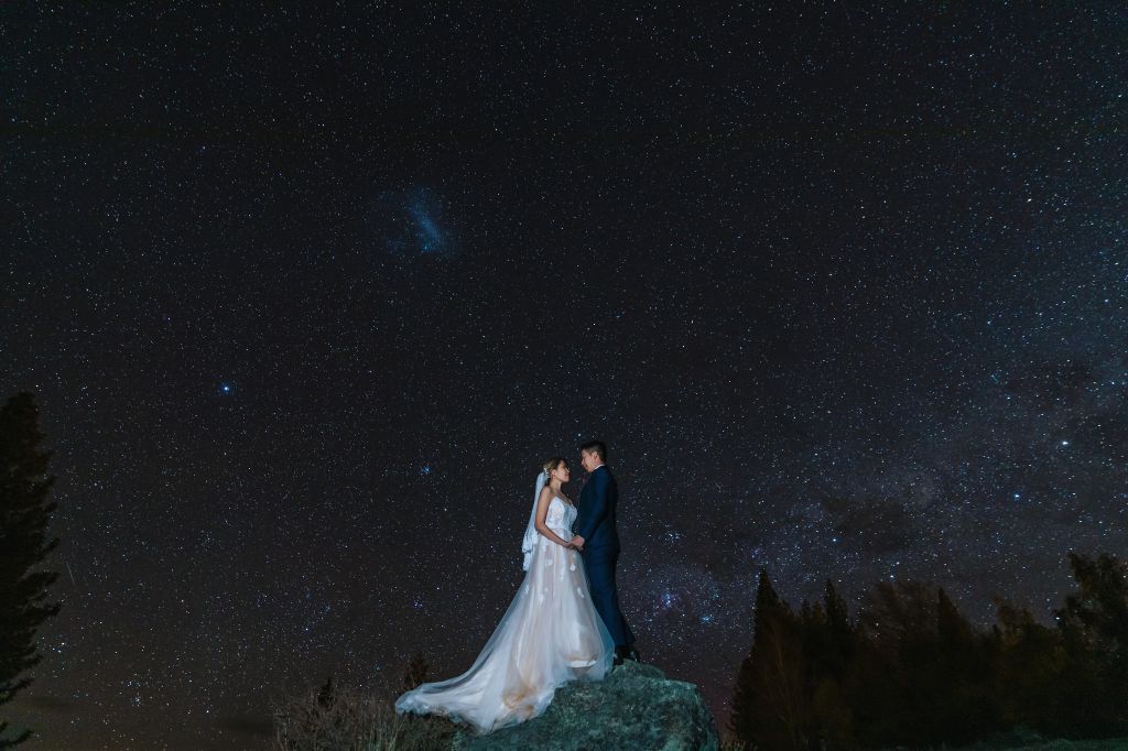 new zealand night wedding shoot