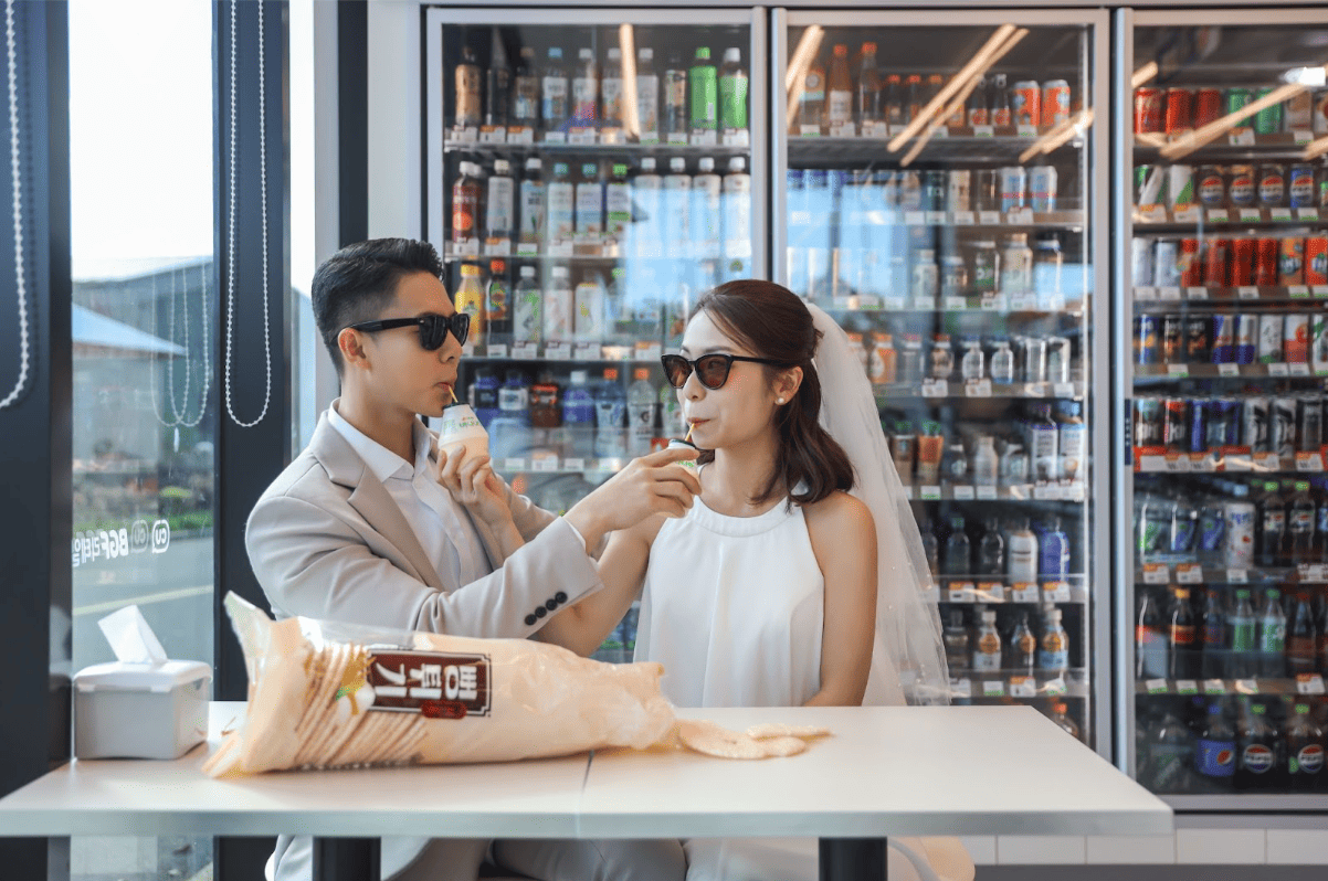 Capture Candid Moments at a Korean CU or GS25 with Snacks as Props